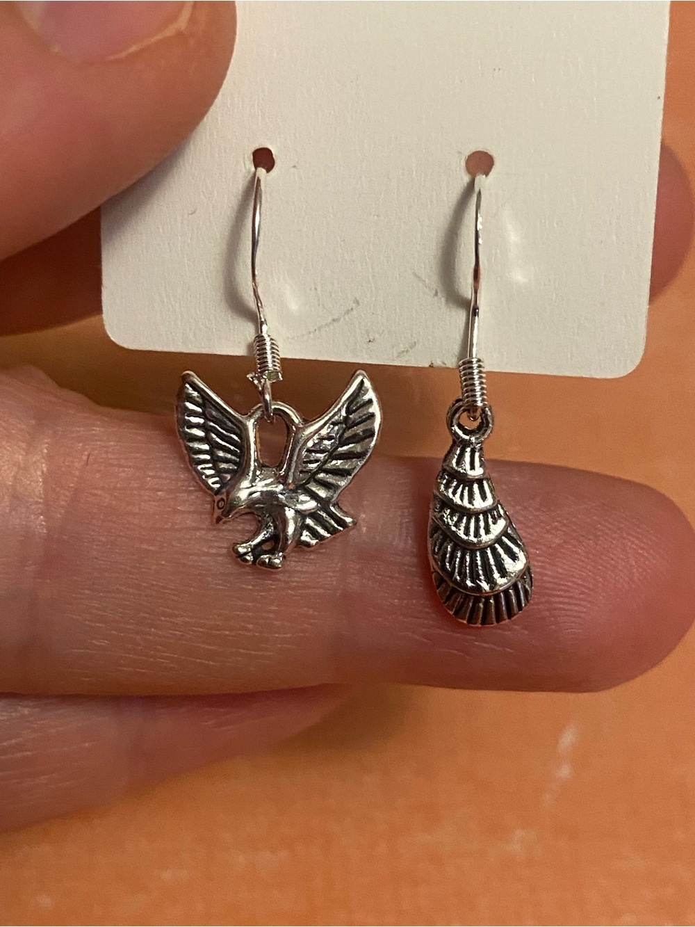 Silver-Tone Eagle and Feather 🪶 Drop Earrings - Women